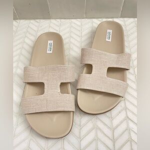 Haven Well Within 100% Linen Cutout Slides Sandals Size 7‎ Natural